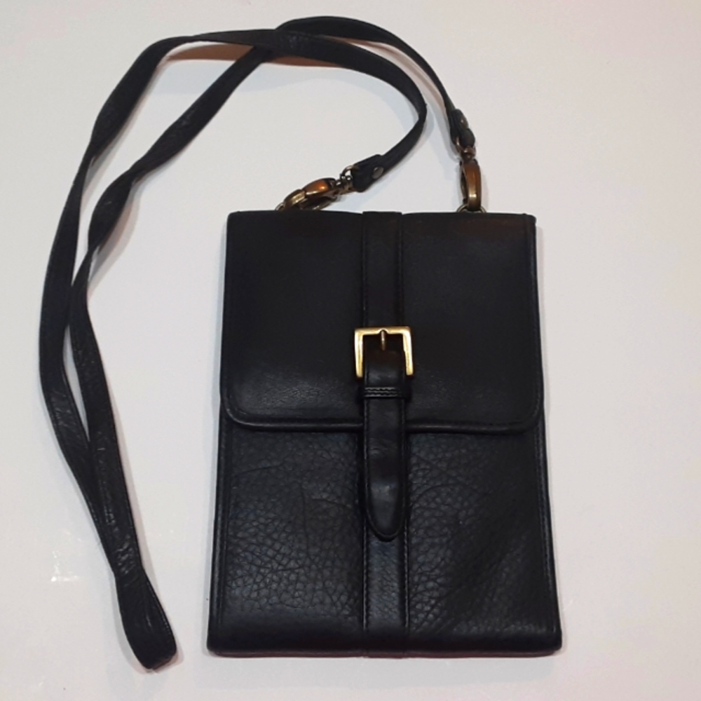 Eddie Bauer Black Leather Shoulder Bag with Wallet